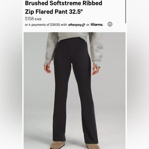 Lululemon Brushed Softstreme Ribbed Zip Flared Pant